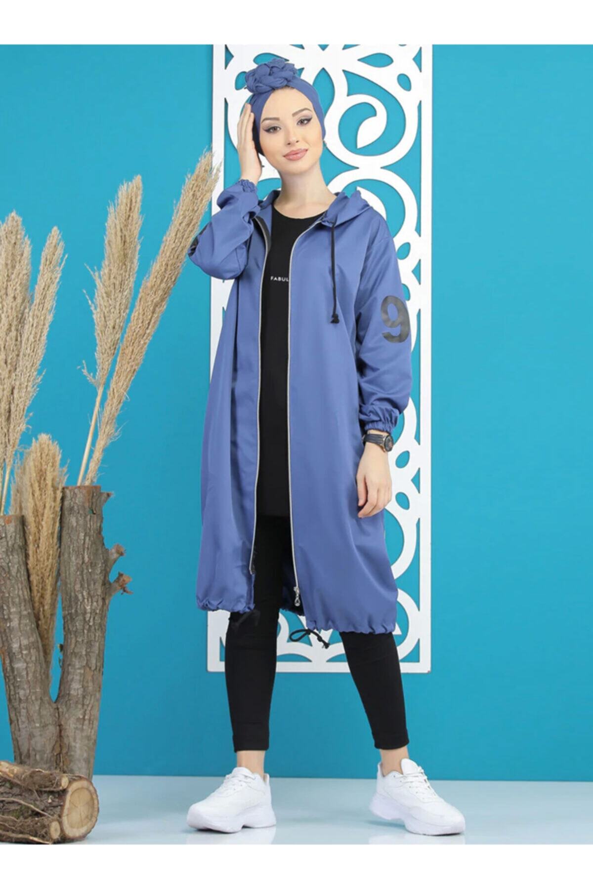 TOFİSA Kadın Saks Kapüşonlu Spor Kap