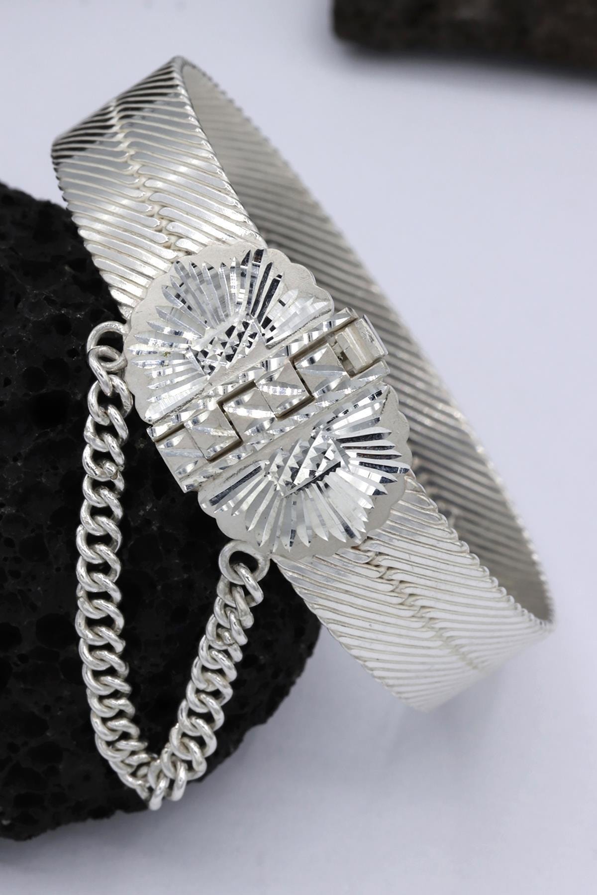 Akyüz Gümüş Küçük Boy Diyarbakır Hasır Bilezik (Kelepçe) 007