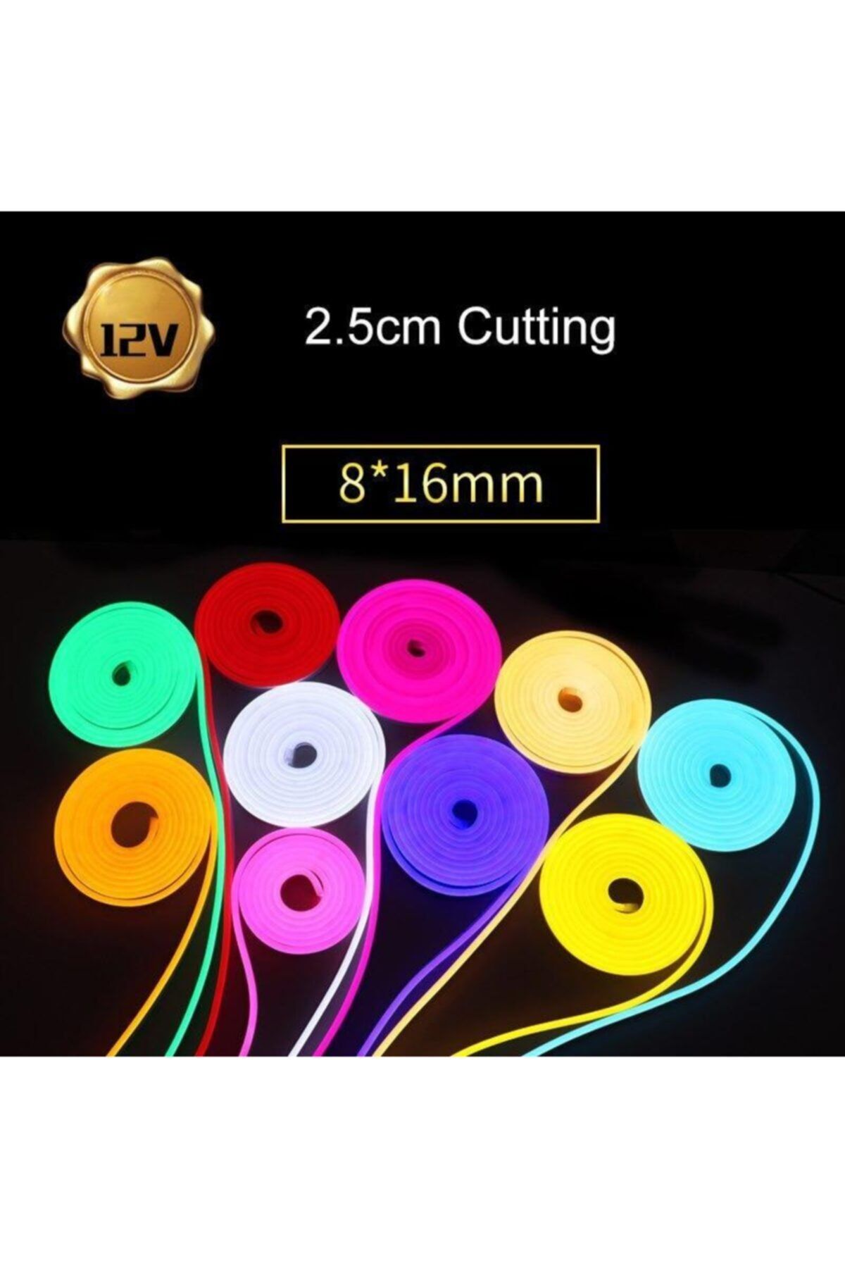 Profisher Neon Işık Şerit Led 12v 8*16mm Esnek Silikon Ip67 Su Geçirmez