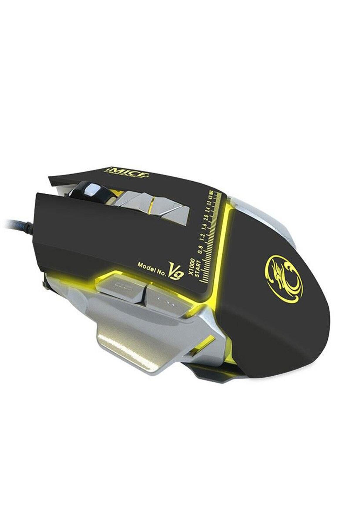 TahTicMer V9 Oyun Mouse Kablolu Usb Optik Oyuncu Mause Ergonomik Led Işıklı Gaming 7 Tuş Fonksiyon