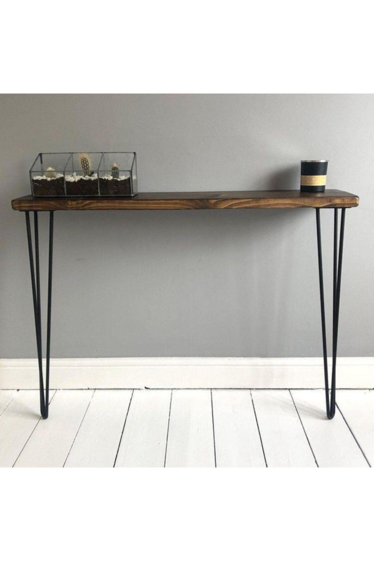 AFATABEY Ahşap Doğal Dekoratif Antre Konsolu 120*25 Cm