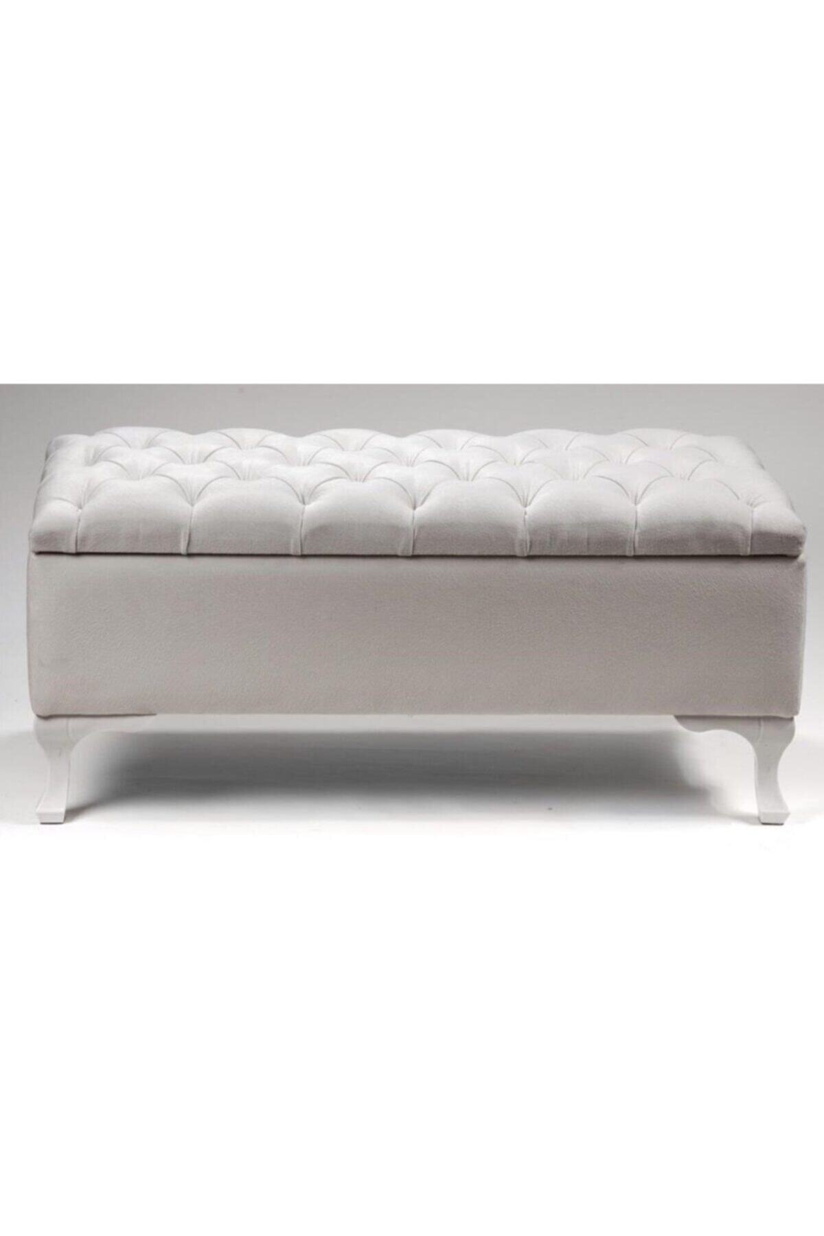 Karetta Mobilya Krem Sandıklı Puf 90 cm