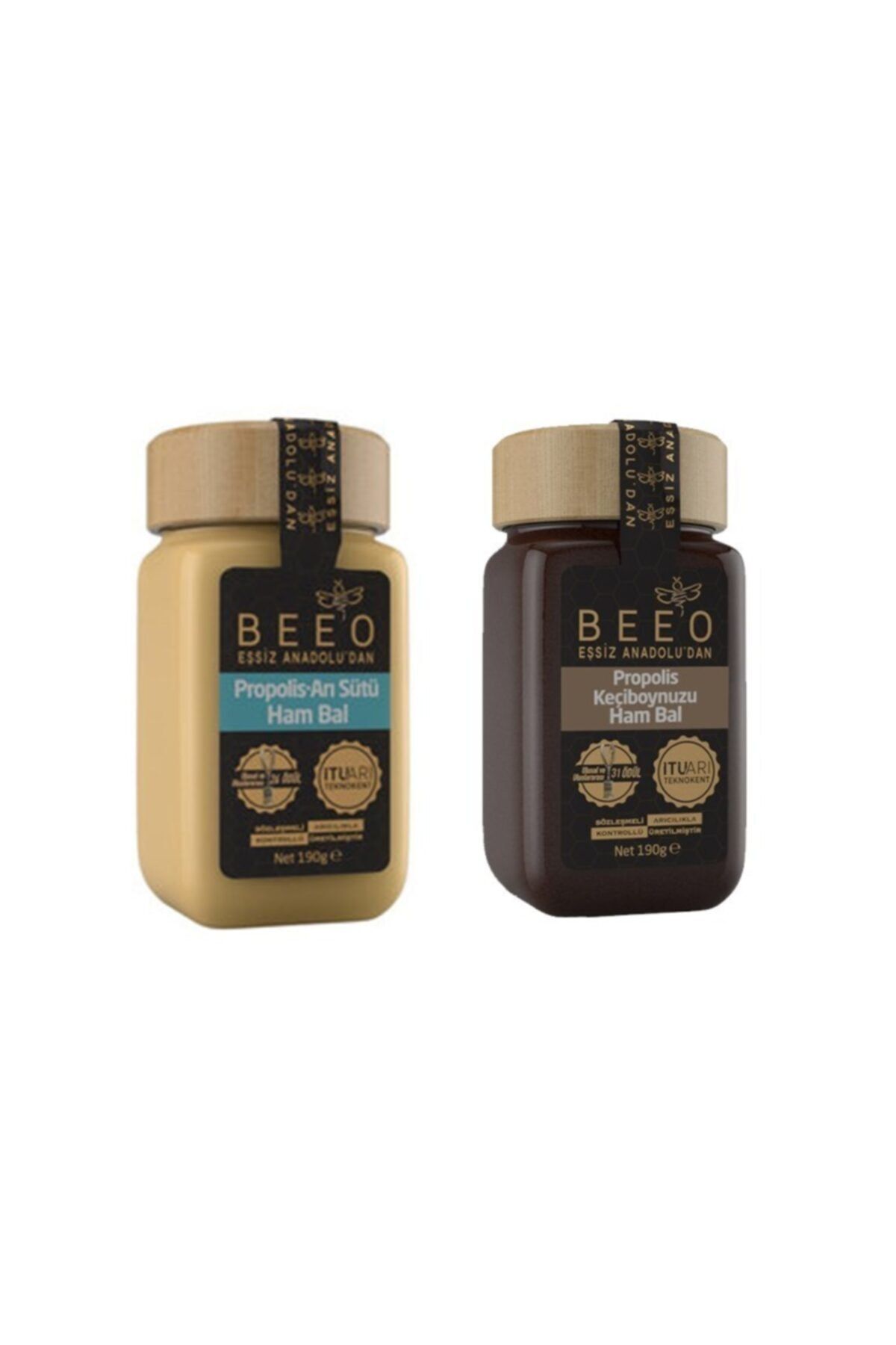 Sekerlab Propolis Arı Sütü Ham Bal 190 G + Propolis Keçiboynuzu Ham Bal 190 G Bee'o