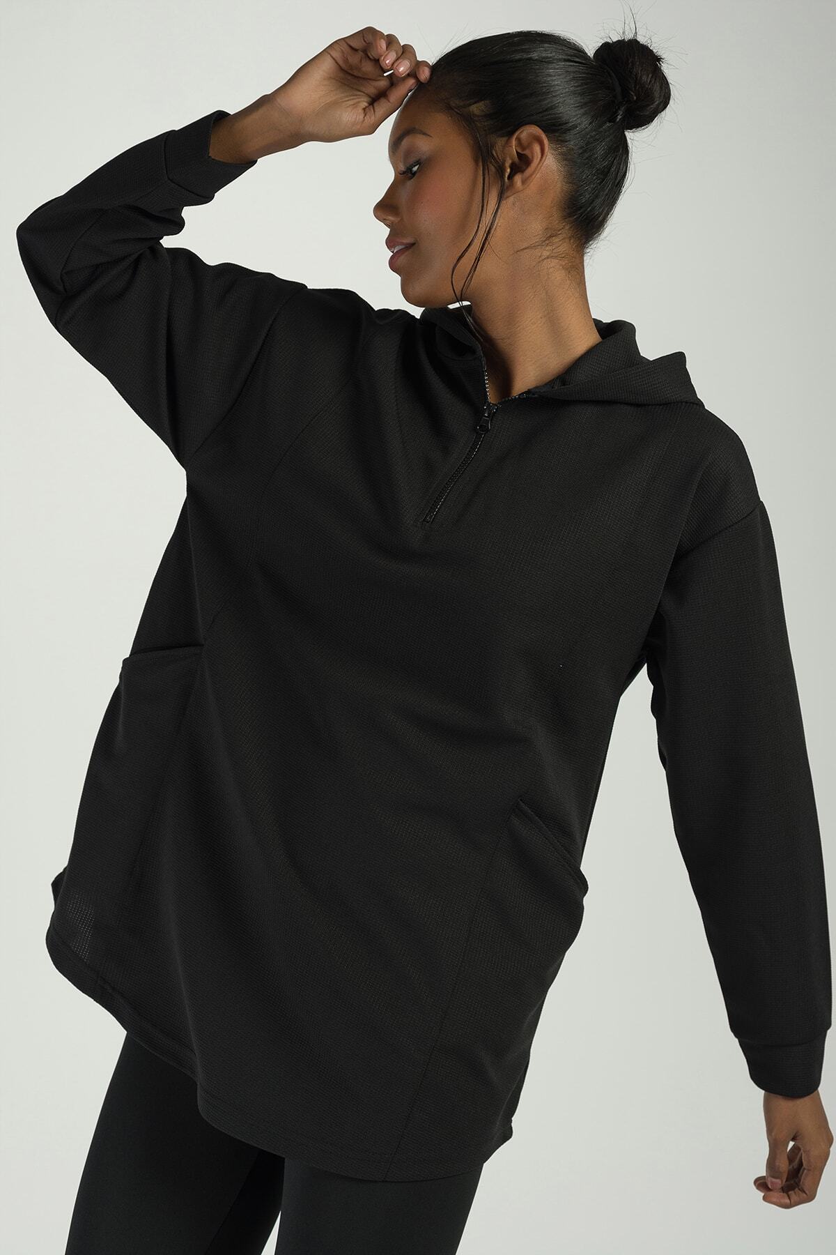 Runever Kadın Siyah Sweatshirt