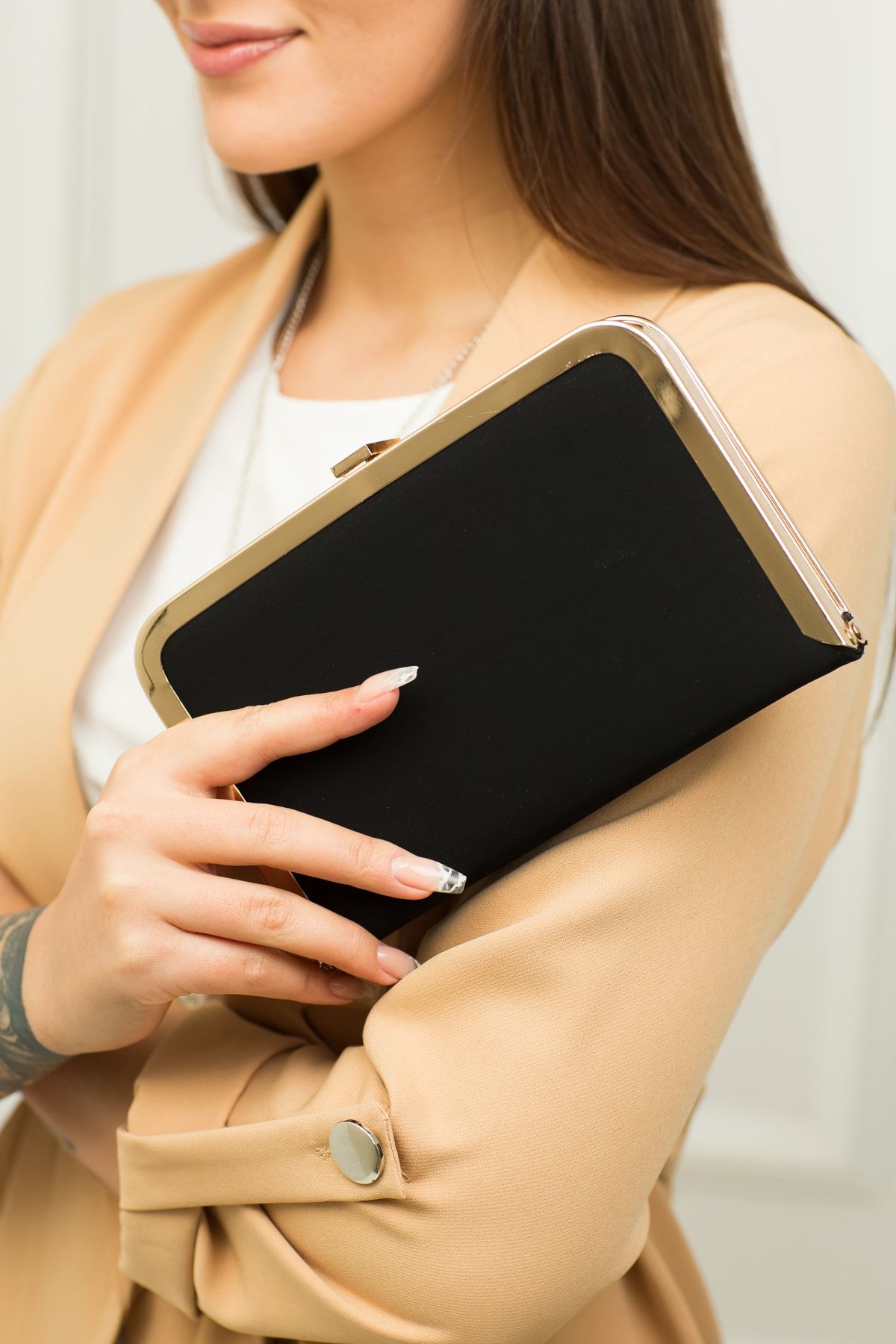 weem bag Tablet Siyah Nubuk Abiye Çanta