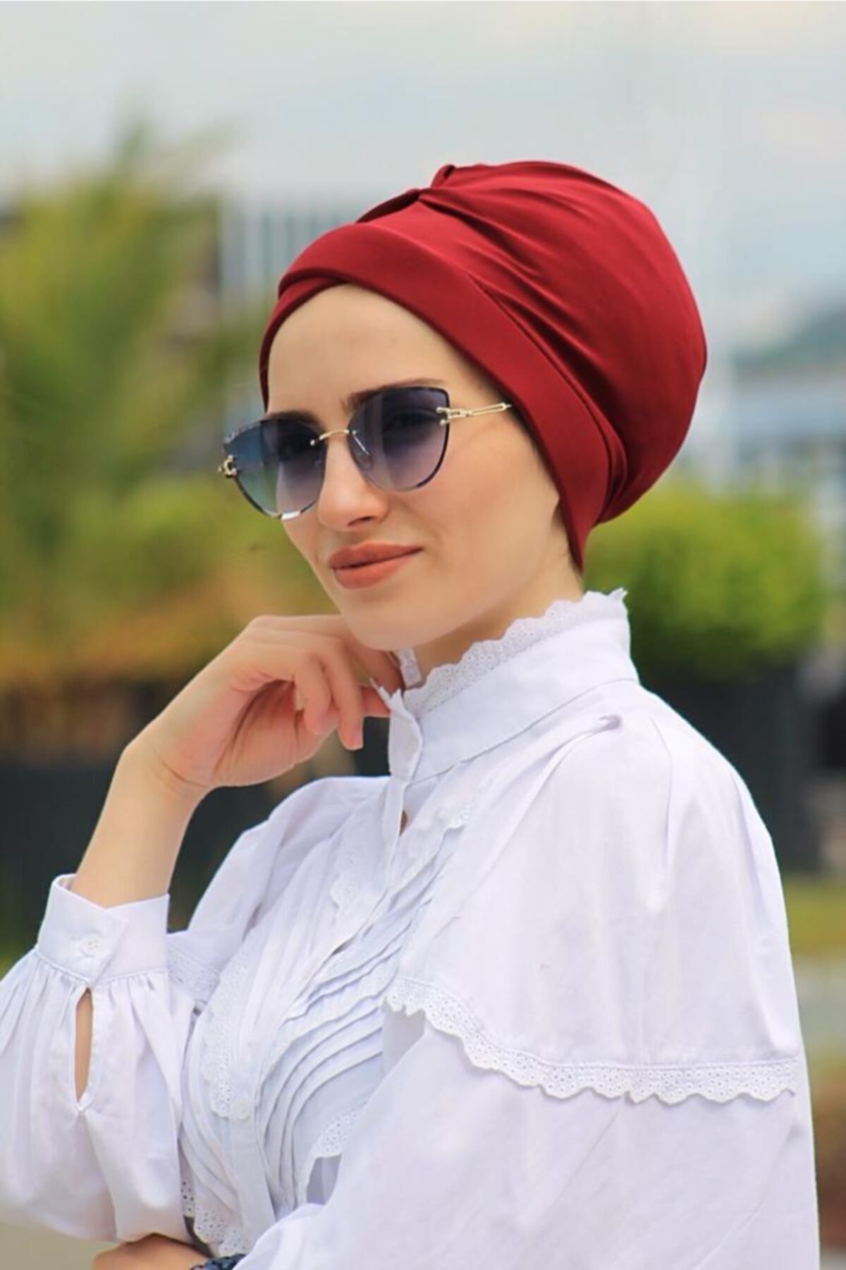 tessetür Bone diyarı Pratik Çapraz Bone Bordo