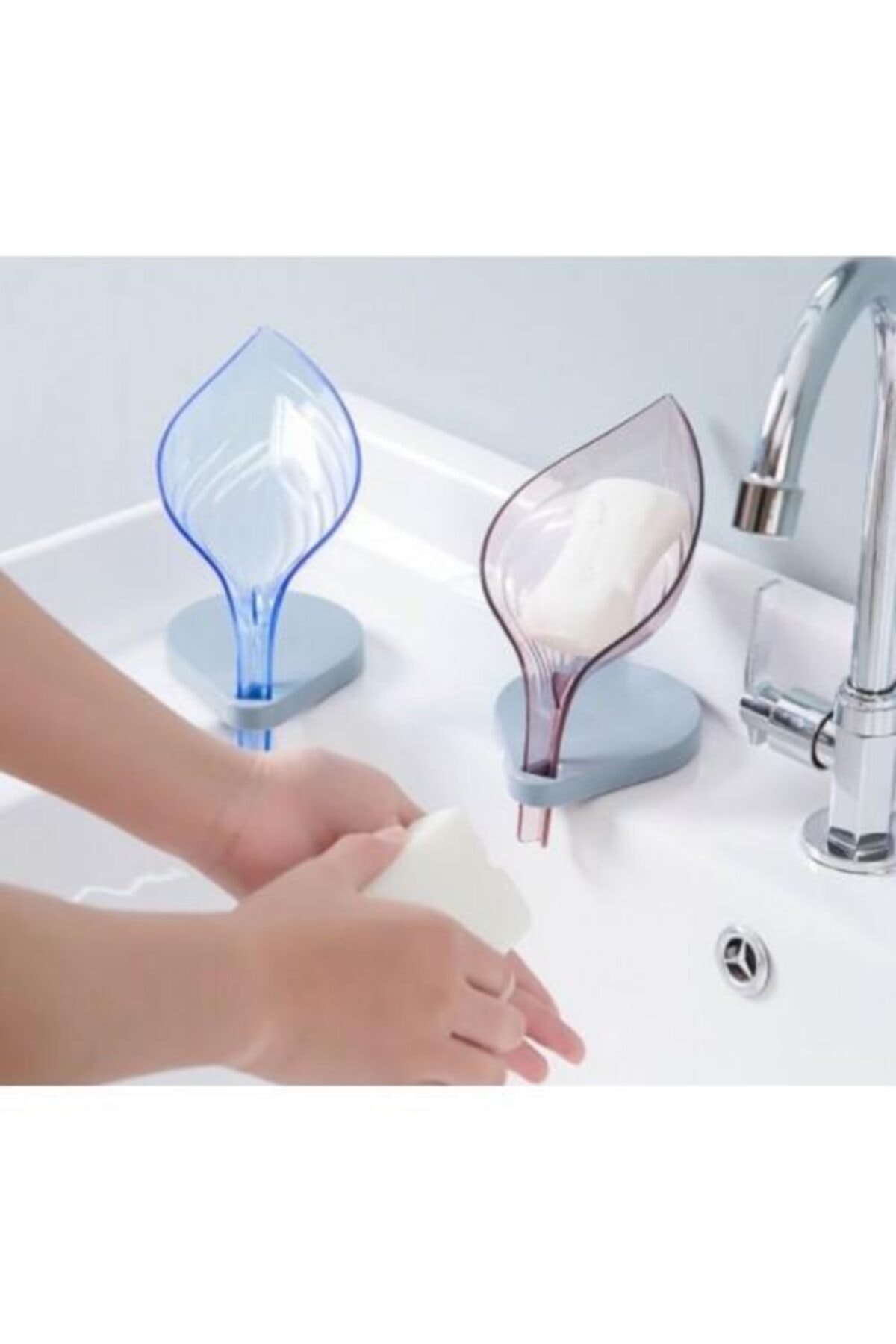 SadeM Vantuzlu Mutfak Banyo Duş Yaprak Tasarım Drenajlı Sabunluk