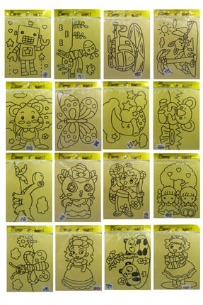 15 Ad. A4 Büyük Boy (kız-erkek) Kum Boyama Seti ( Erkek-7 Kız-8 Model 1'er Ad.) Image 5