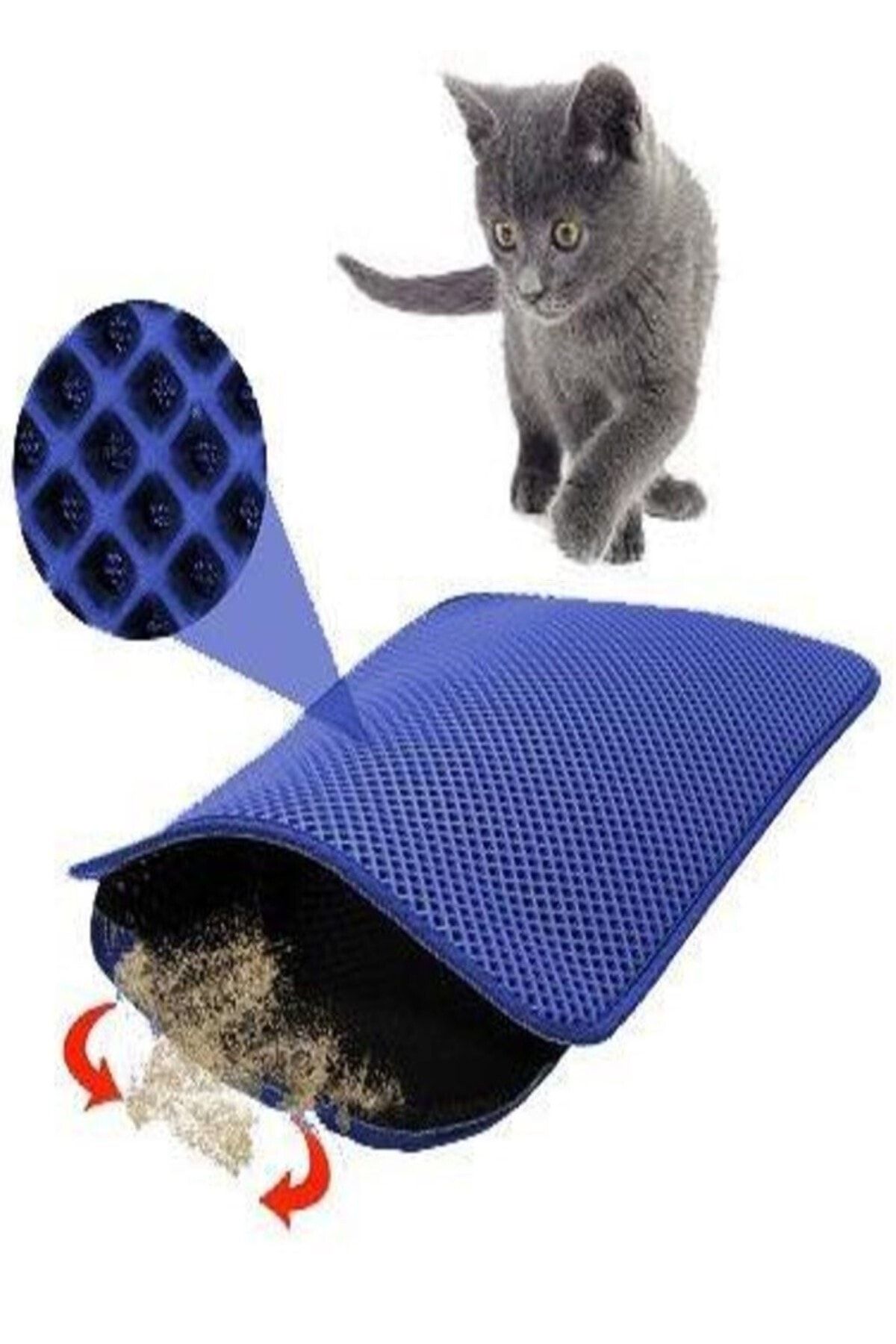 TİNEKE Elekli Kedi Tuvalet Önü Paspası 60x42,5 Cm Kedi Paspası Lacivert