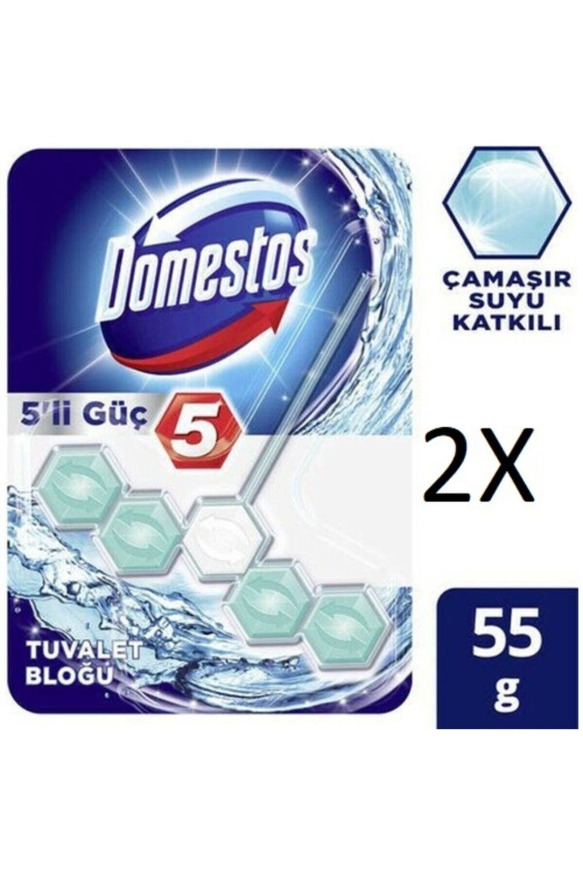 Domestos Wc Blok 5'li Güç Çamaşır Suyu Katkılı 2adet