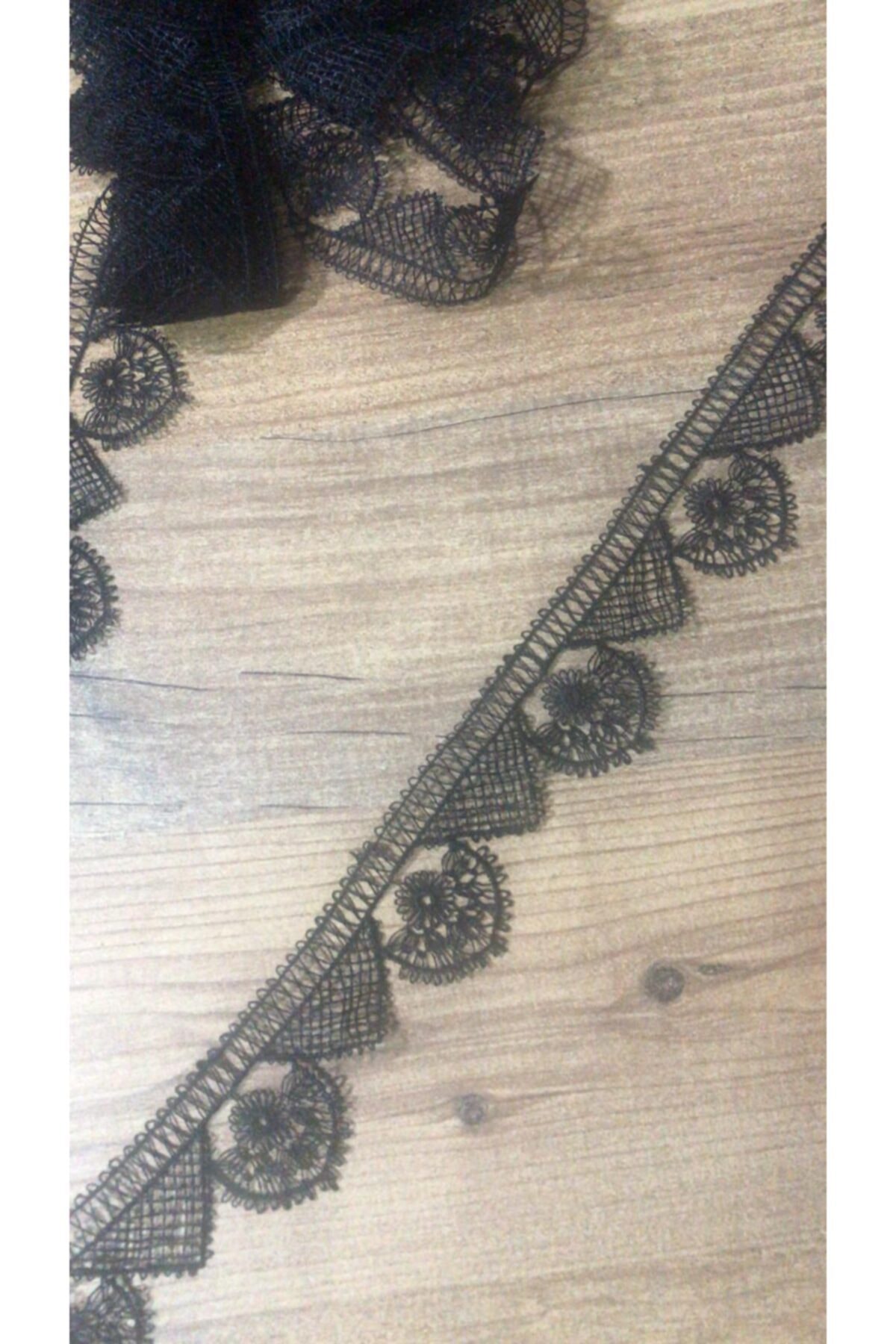 efem gipür Iğne Oyası Siyah Dantel