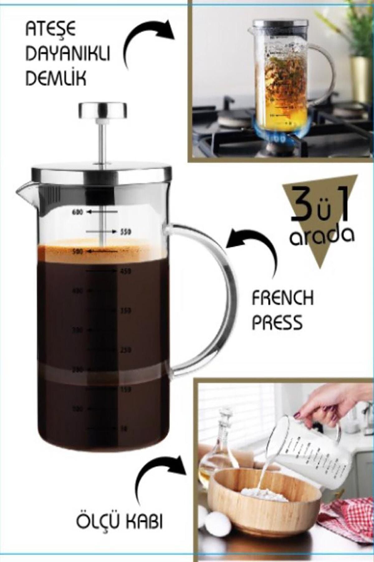 Avdora Borosilikat French Press 600 Ml - Çok Amaçlı French Press