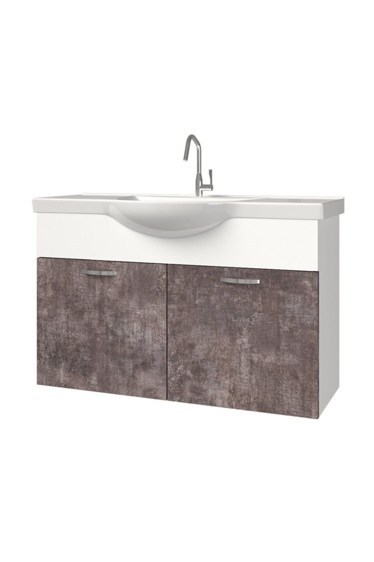 banos Ld2 Ayaksız 2 Kapaklı Lavabolu Varşova Mdf 100 Cm Banyo Dolabı