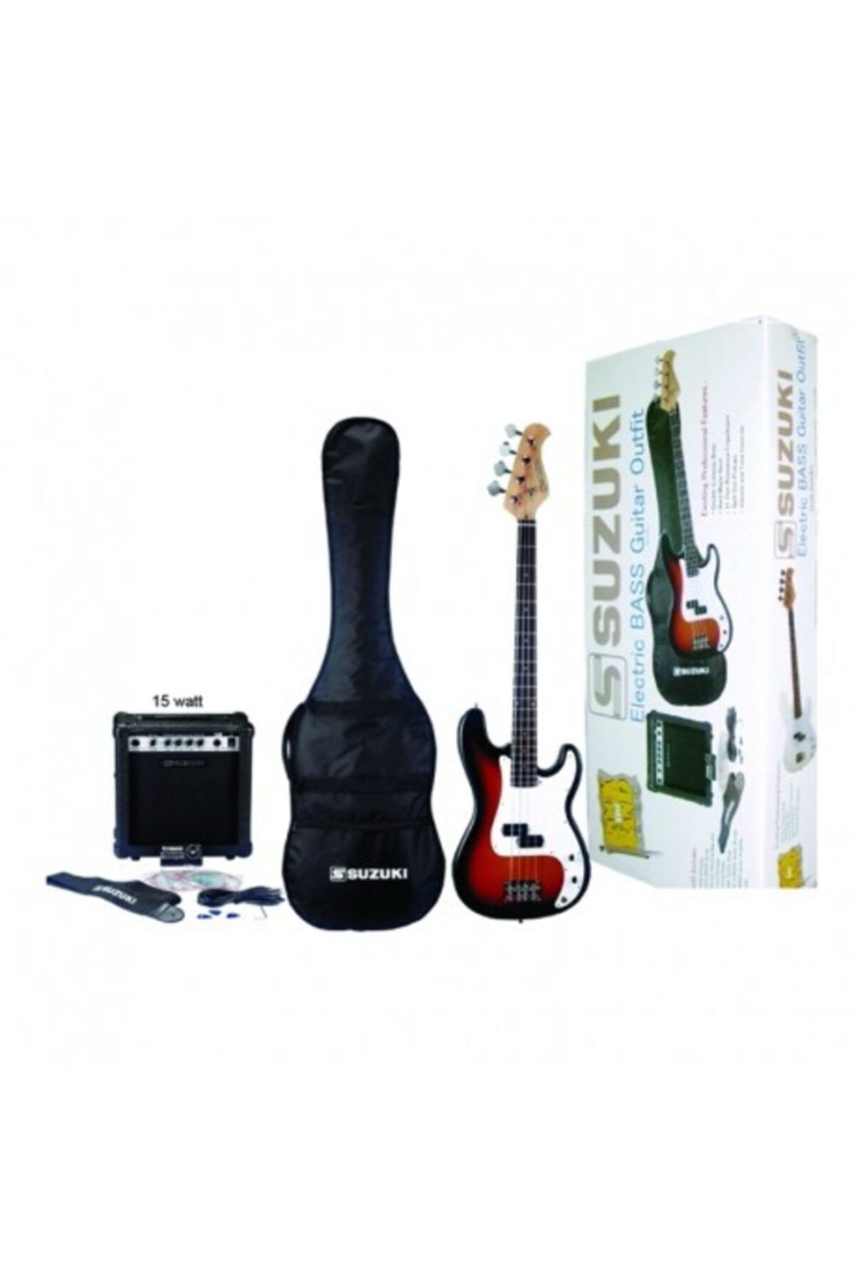 Suzuki Spb-1rd Kırmızı Renk 4 Telli Ful Bas Gitar Seti-ful Set
