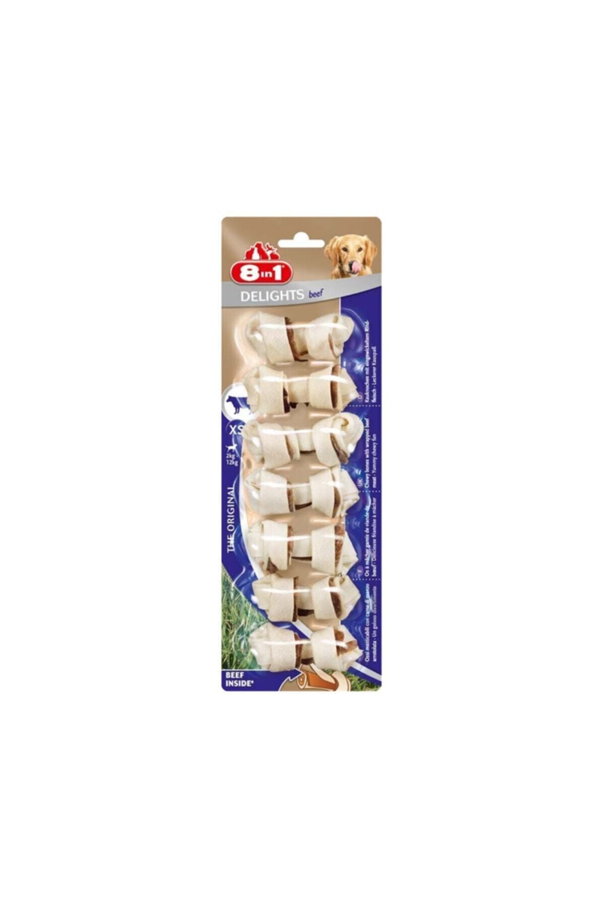 8in1 Delights Biftekli Köpekler Için Ağız Bakım Kemiği Xsmall / 4'lü Set