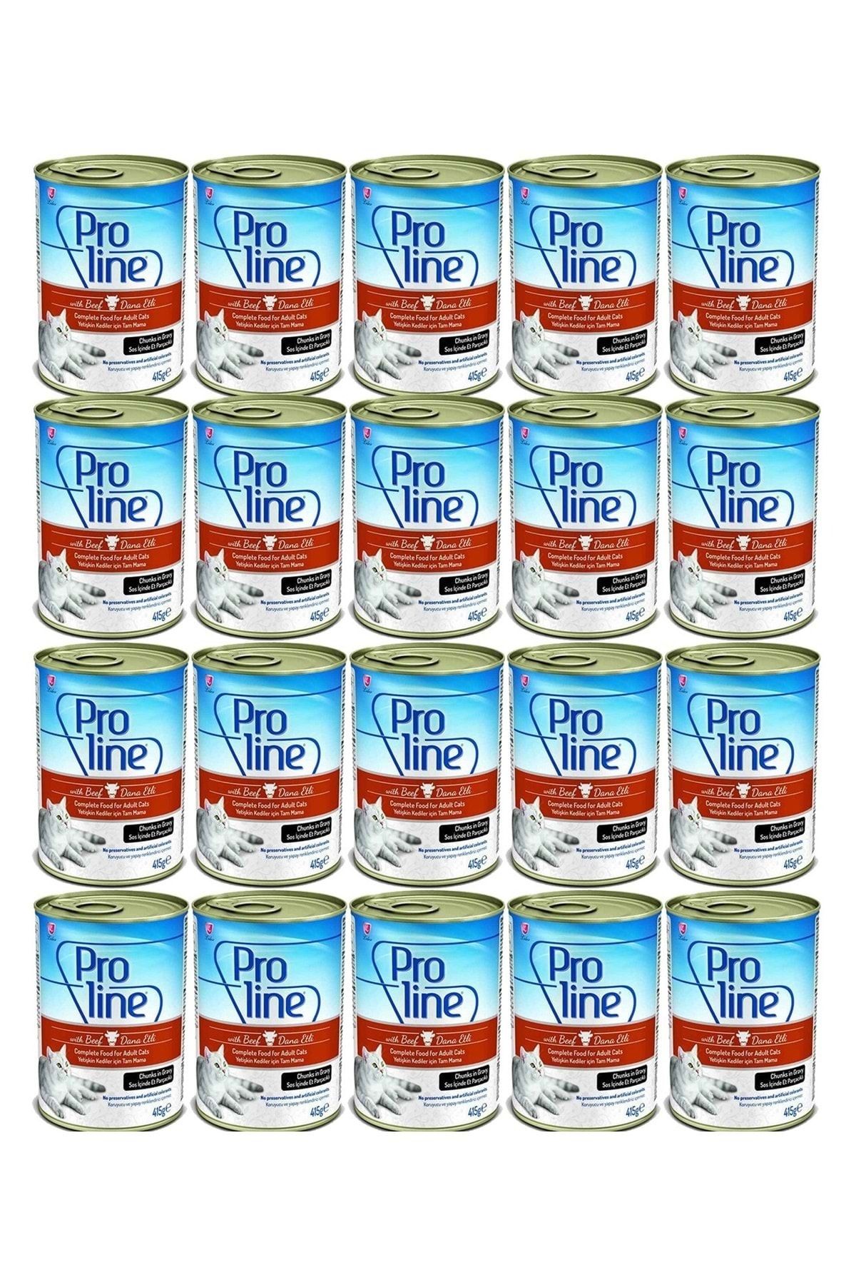 Pro Line Dana Etli Sos Içinde Et Parçacıklı Kedi Konservesi 415 gr x 20 Adet