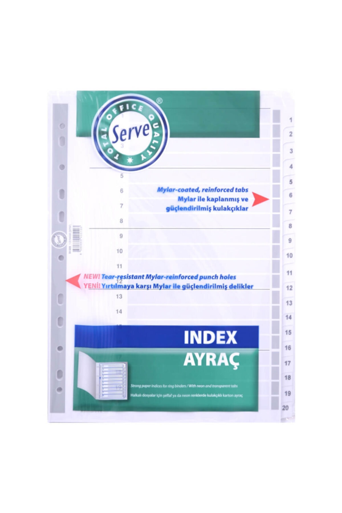 Serve Sv-5326 Karton Seperatör 1-20 Rakamlı