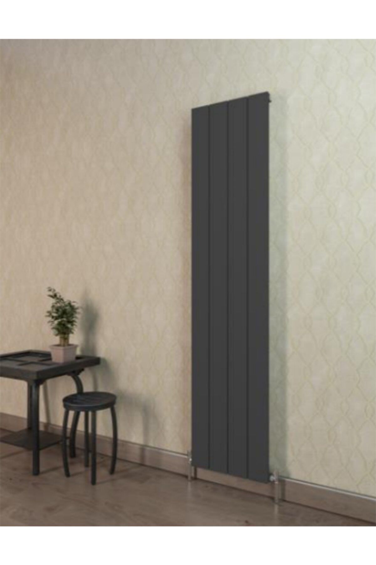 WARMA Drama Dikey Siyah Alüminyum Panel Radyatör 470x1800 Dokulu