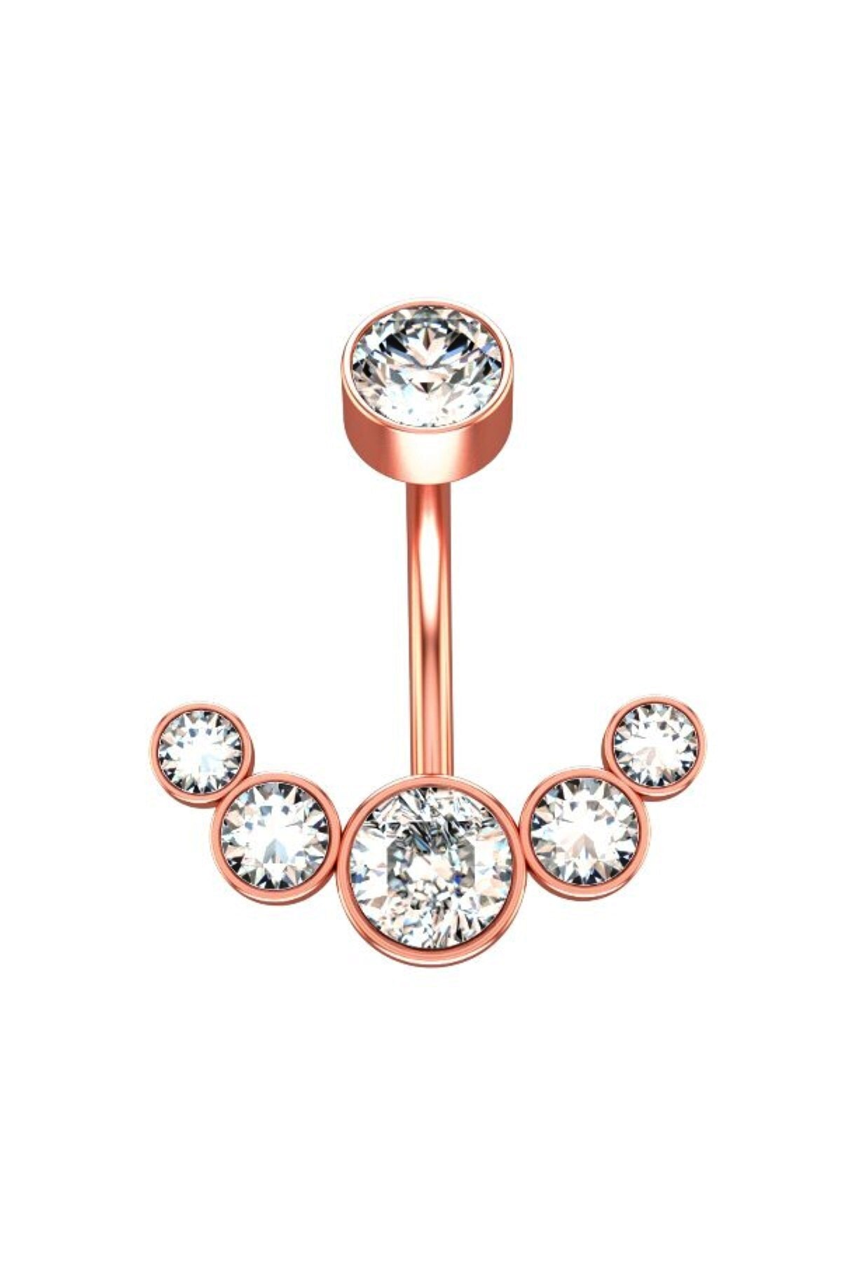 VipBT Çapa 5 Zirkon Taşlı 316l Cerrahi Çelik Ters Göbek Piercing
