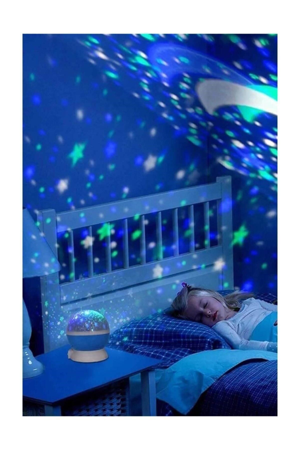hediyefilesi donen projeksiyon gece lambasi star master ay yildiz led mavi fiyati yorumlari trendyol
