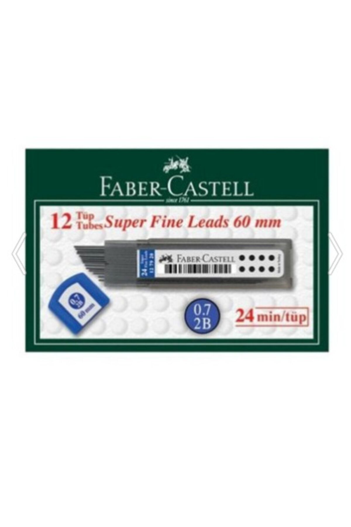 Faber Castell Super Fıne Mın 0.7mm 2b 60mm (24 Mın/tüp) Uç 12 Adet ( 1 Paket 12 Adet )
