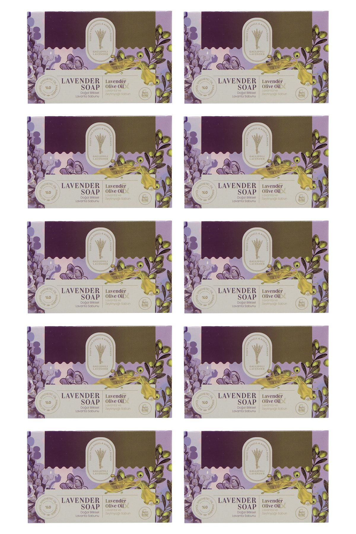 Gallipoli Lavender Doğal Bitkisel Lavanta Ve Zeytin Yağlı Sabun 100 gr 10 Adet