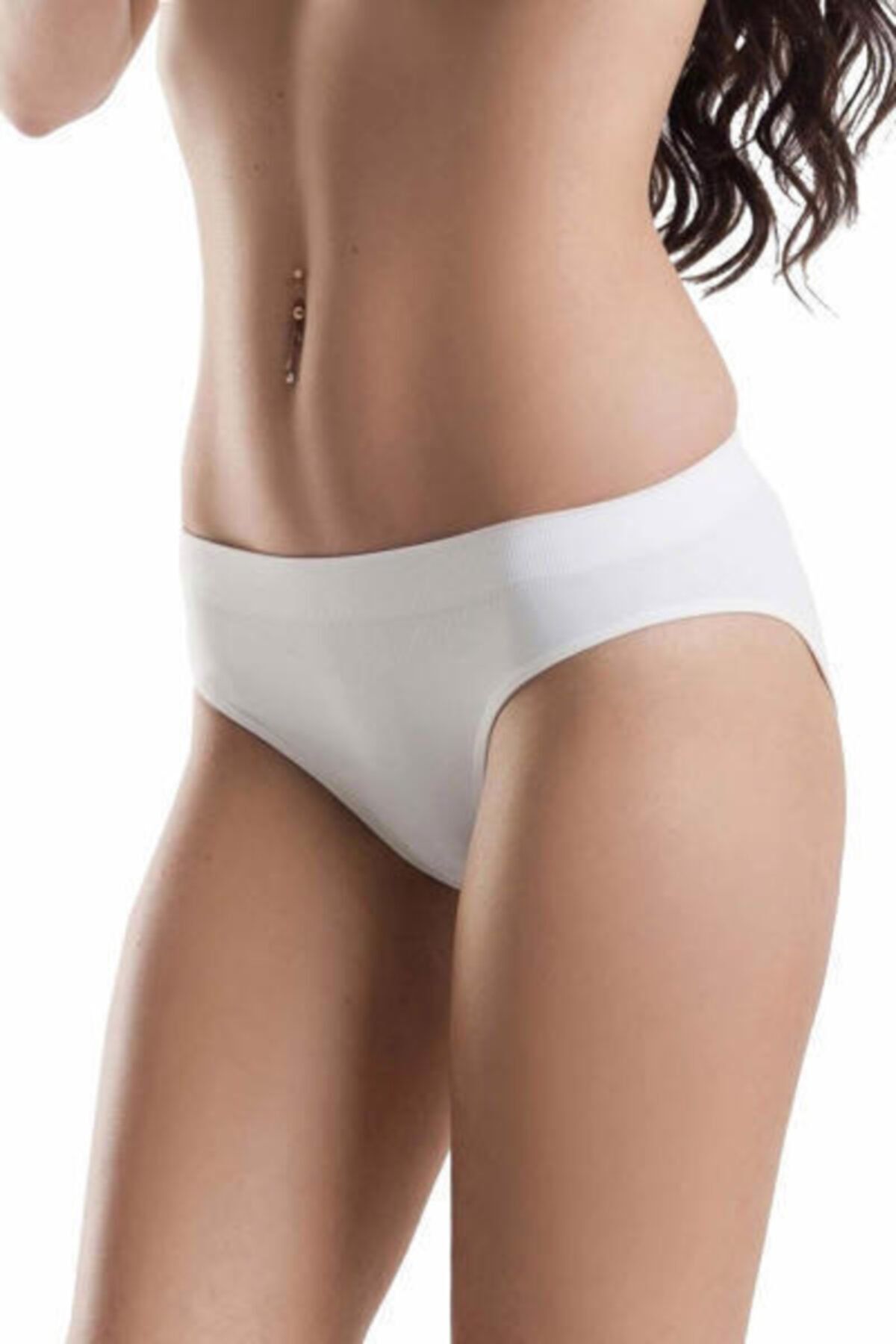 Bi tık tekstil Beyaz Nu Basic Kadın Slip Külot