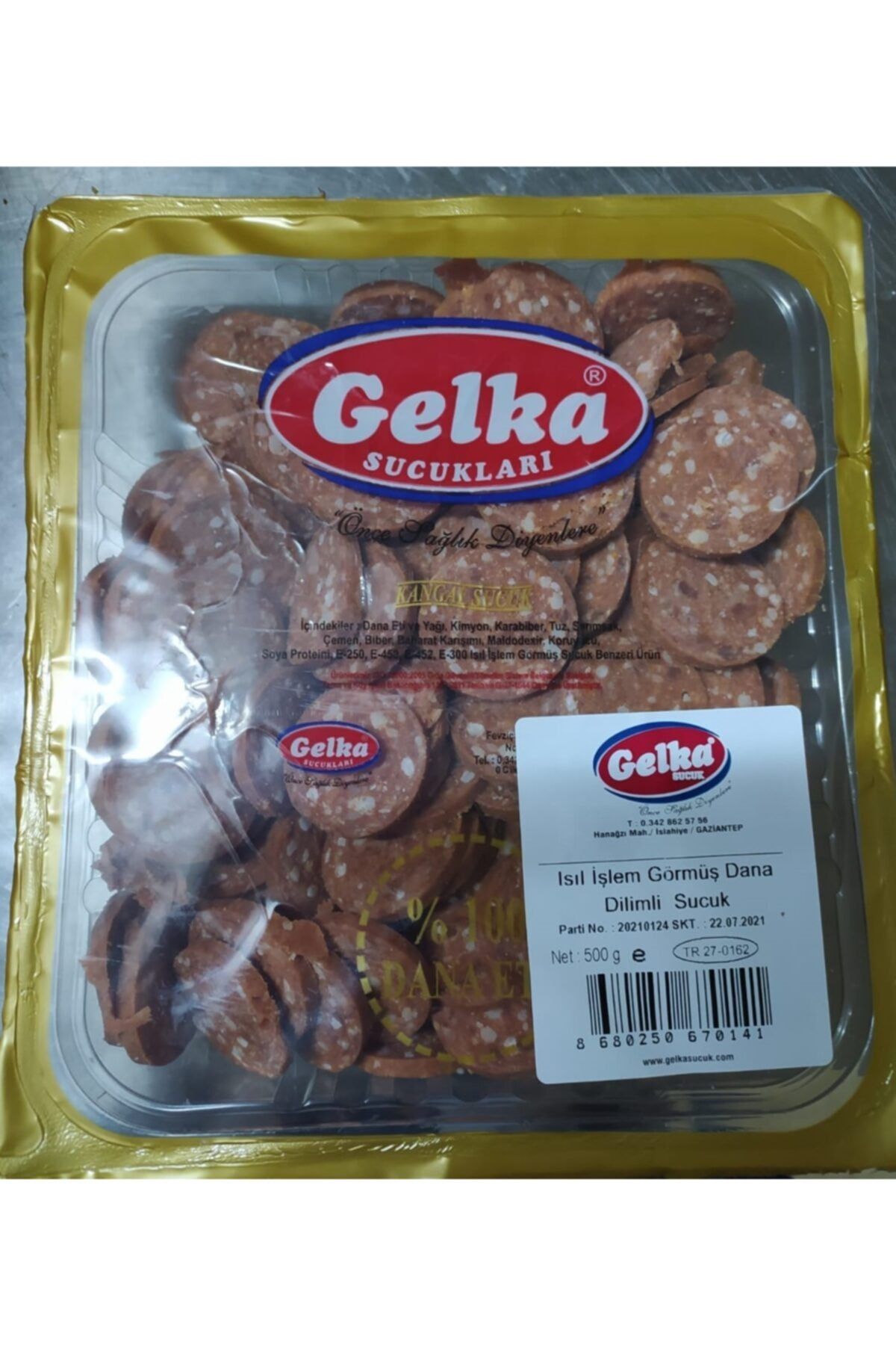 Gelka Sucuk Gelka Isıl Işlem Görmüş Vakumlu Dana Dilimli Sucuk 500 Gr