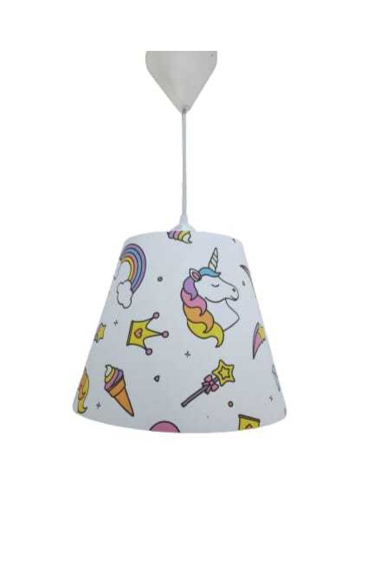 RÜYAM ABAJUR Çocuk Odası,bebek Odası Unicorn Desen Konik Sarkıt Avize Abajur