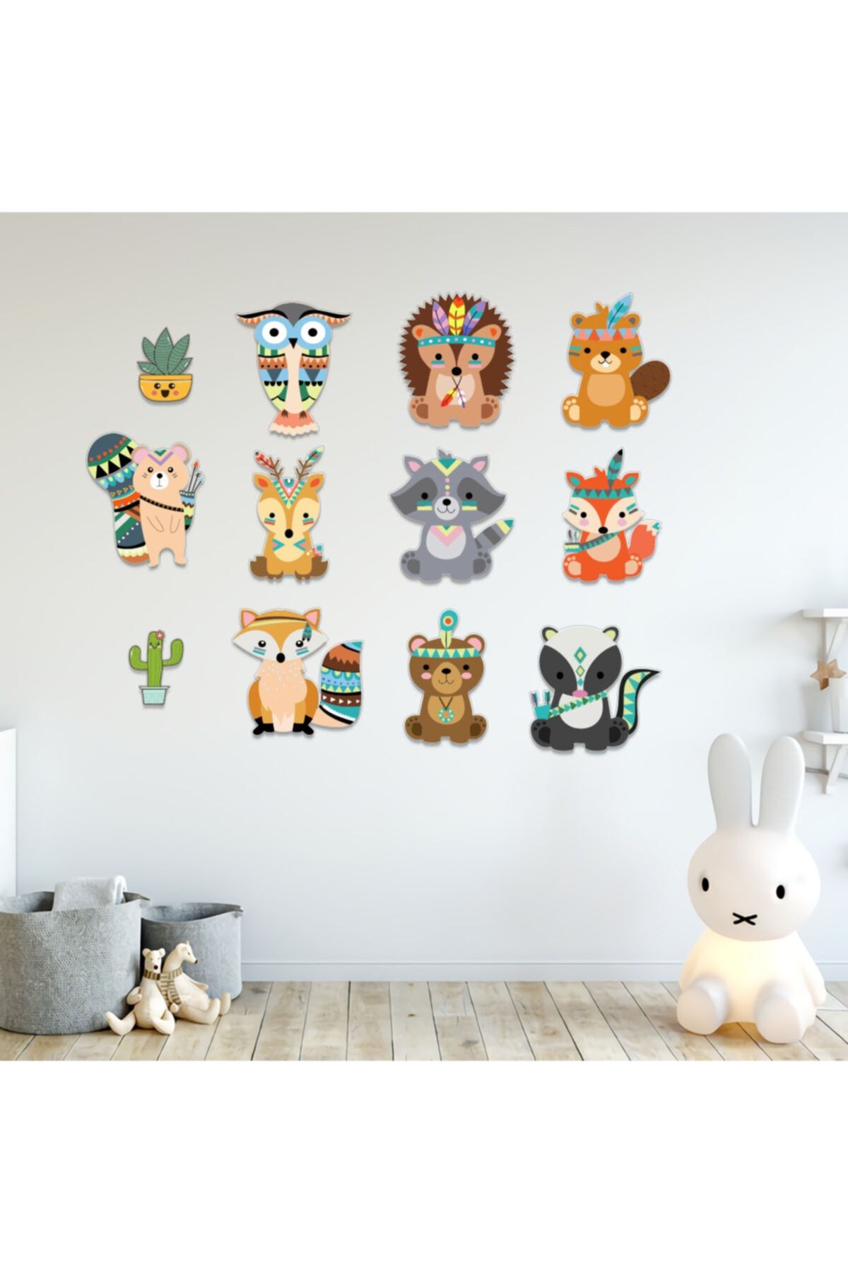 Fs Scandinavian Tribal Animals Ahşap Duvar Süs Seti