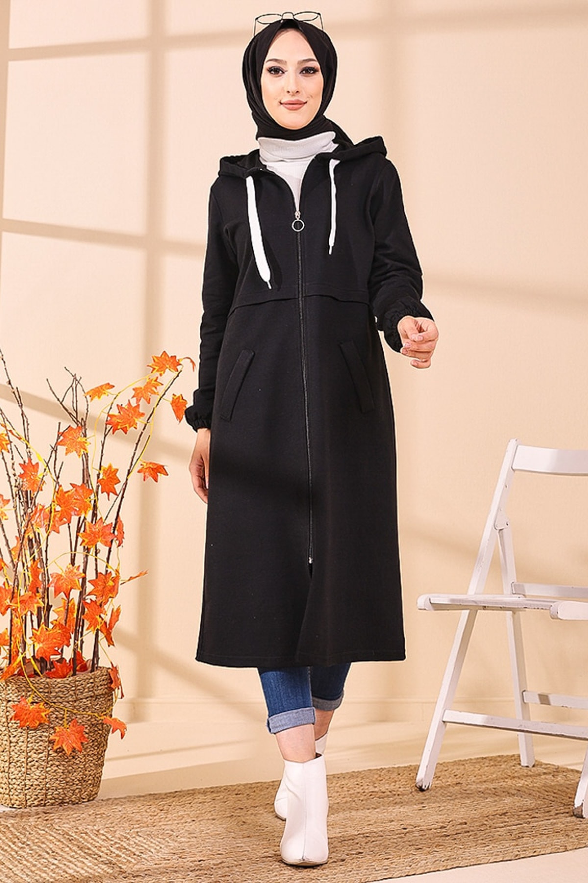 TOFİSA Kadın Siyah Boydan Fermuarlı Kap  1890640