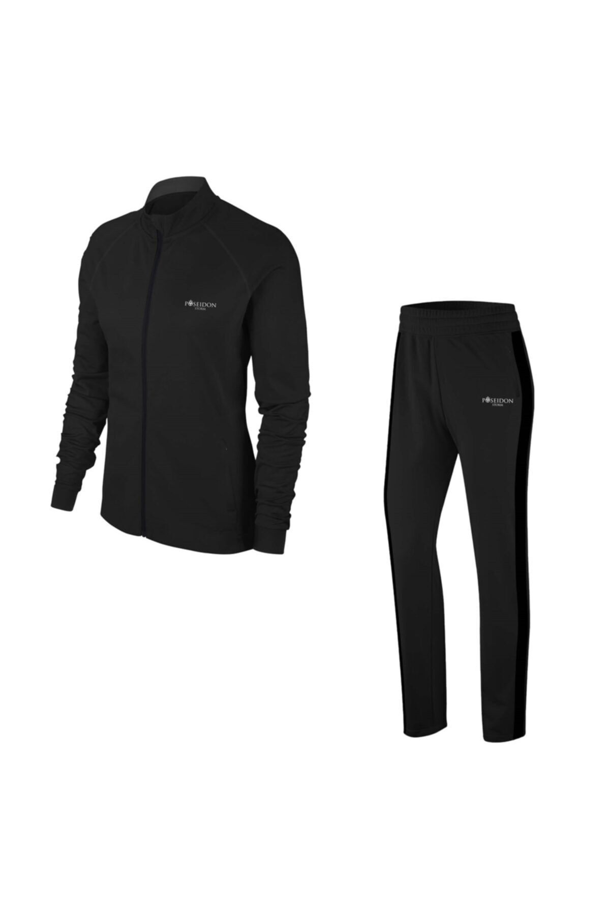 POSEIDONSTORM Büyük Beden Kadın Siyah Günlük Sporcu Eşofman Takımı 4xl-8xl Kolları Farklı - M4
