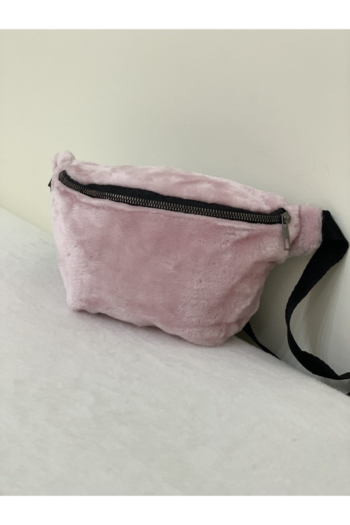 DemirokStore Kadın  Pudra Peluş Bel Çantası