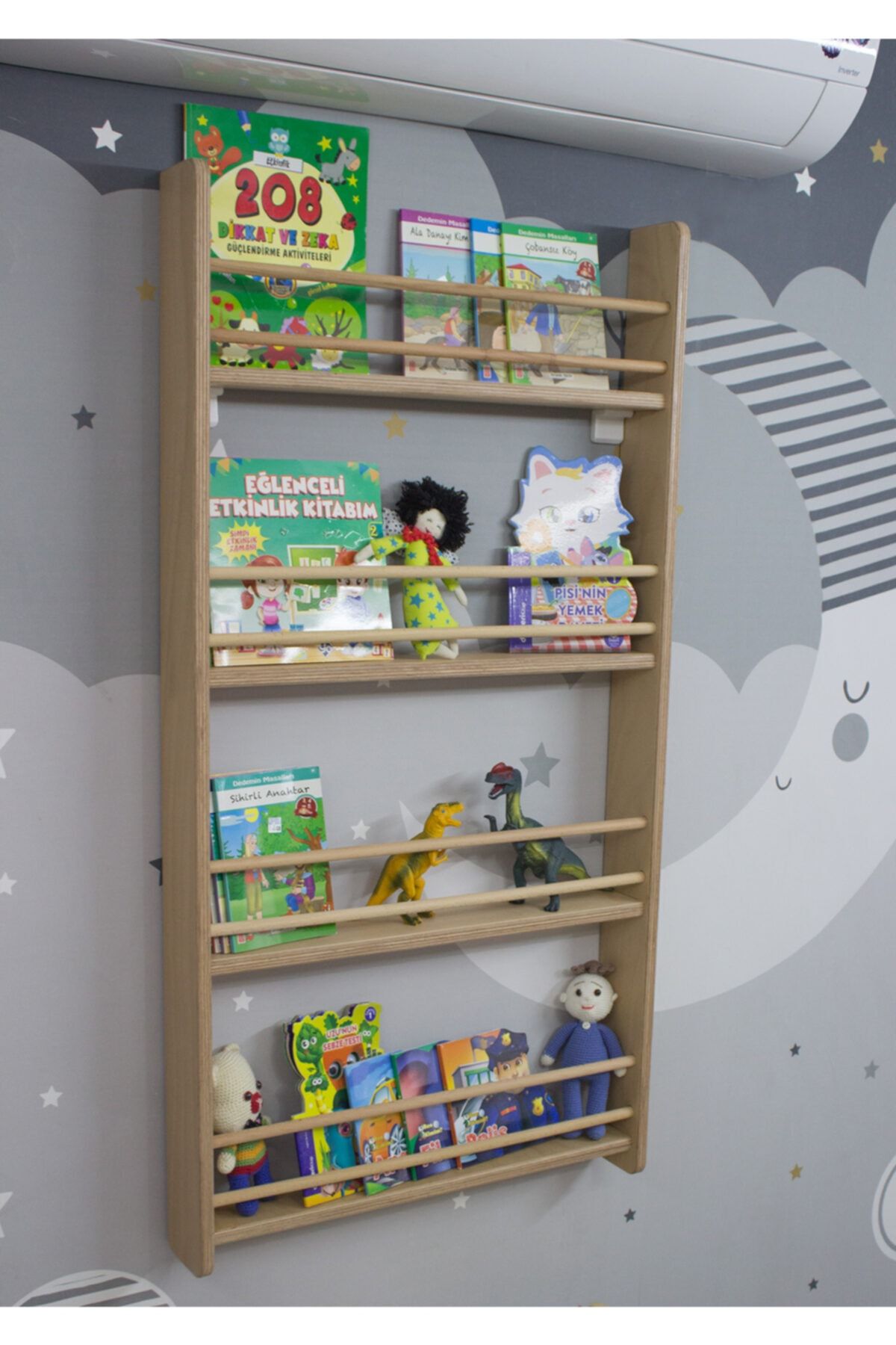 Ekip Dekor Montessori Kitaplık Çocuk Odası Rafı 4'lü
