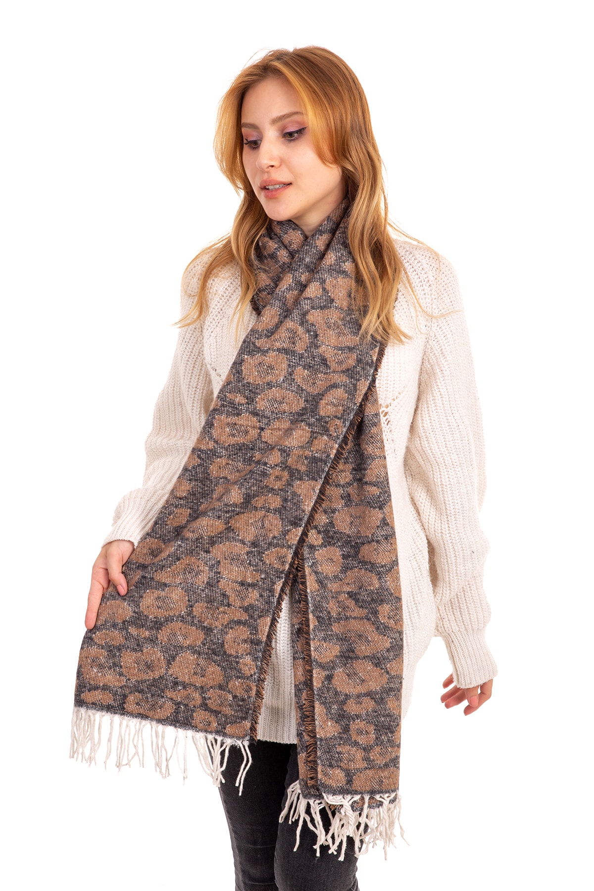 LadyColor Kadın Atkı Leopar Desenli
