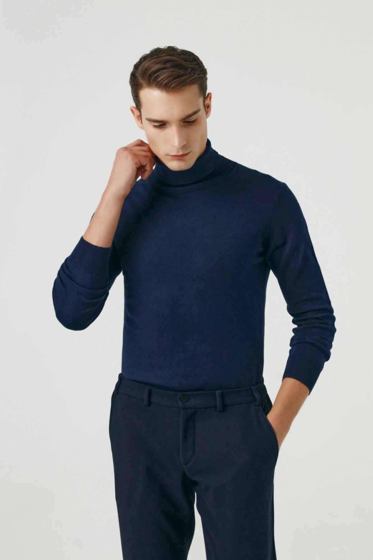 D'S Damat Regular Fit Lacivert Balıkçı Yaka Kazak