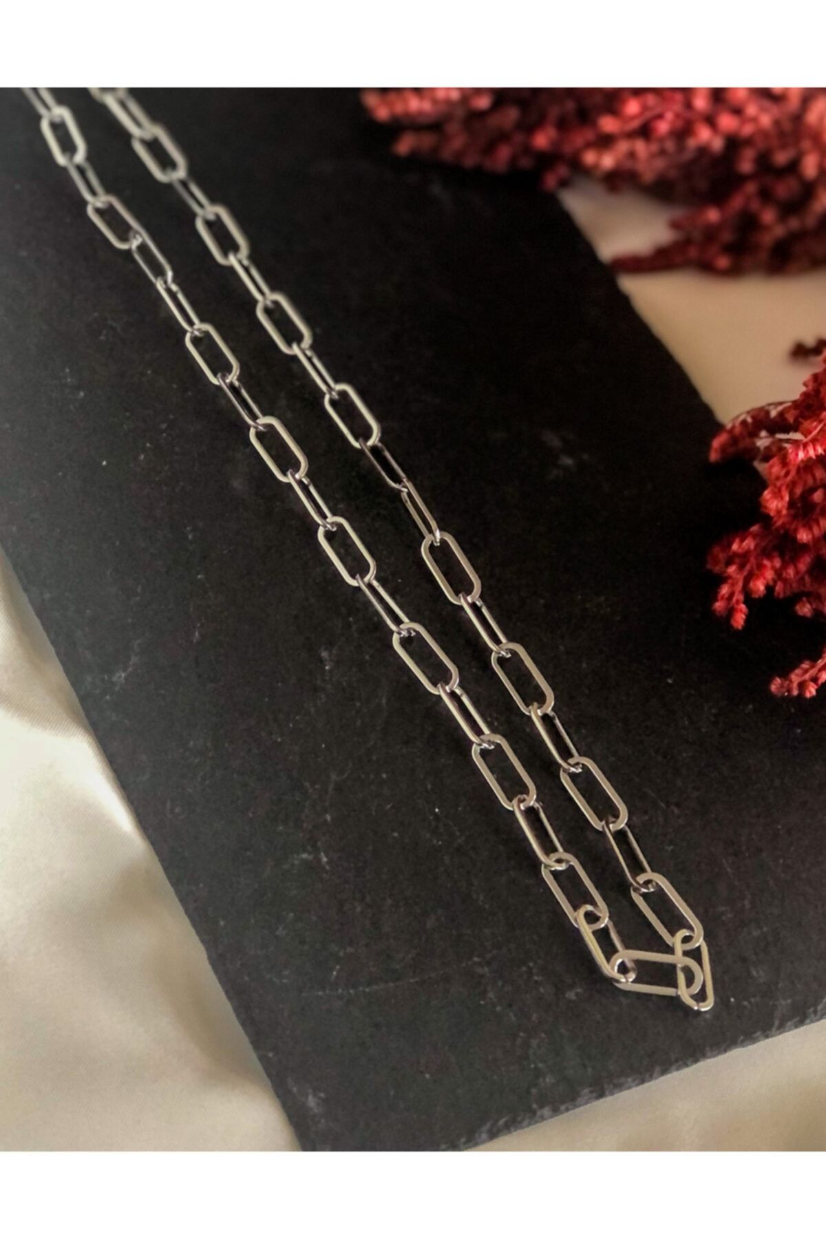 Moni Design 60 Cm Maskülen Çelik Zincir Silver