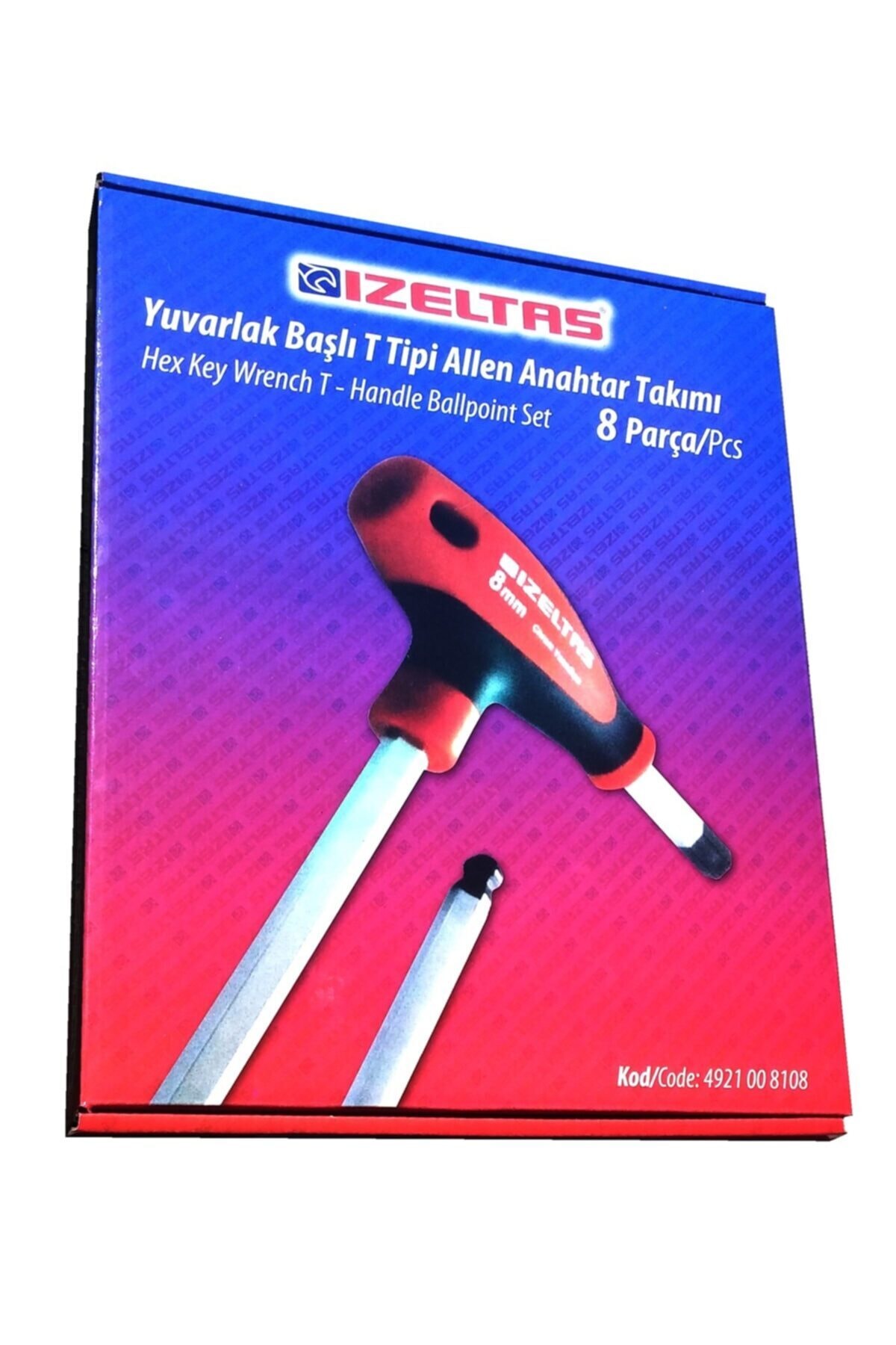 İzeltaş Yuvarlak Başlı T Tipi Allen Anahtar Takımı 8 Parça