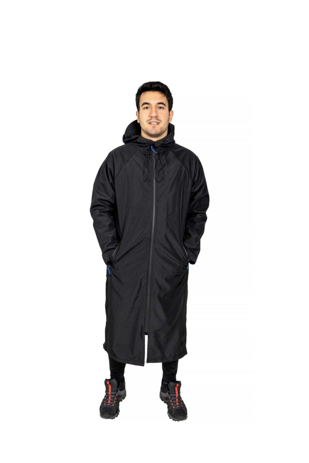 BEAK COMPANY Unisex Siyah Uzun Yağmurluk Ve Rüzgarlık