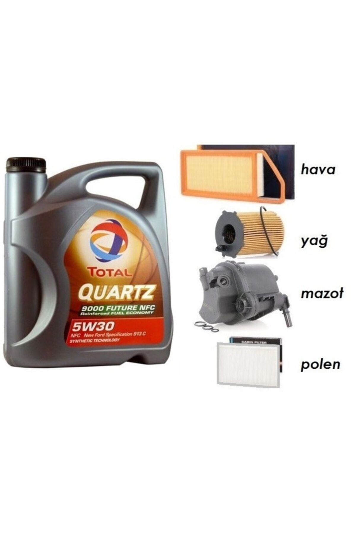 TOTAL Nfc 5w30 Yağ + Filtre Ful Set Peugeot 207 1.4 Dizel