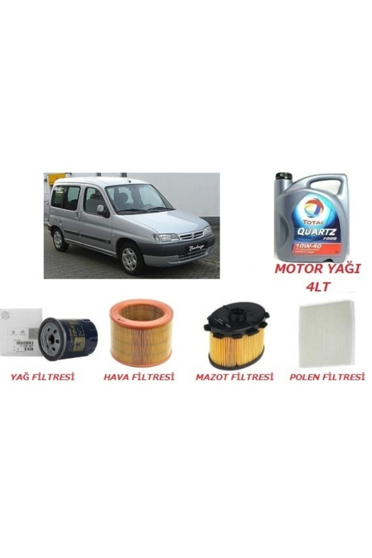TOTAL Citroen Berlingo 1.9 Yağ Bakım 5 Li Set 2000/2003 Arası 10w40