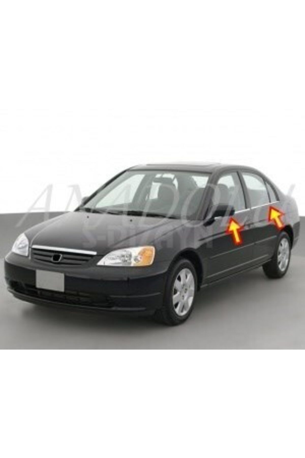 Honda Civic Krom Cam Çıtası 4 Parça 2001-2006 Paslanmaz Çelik