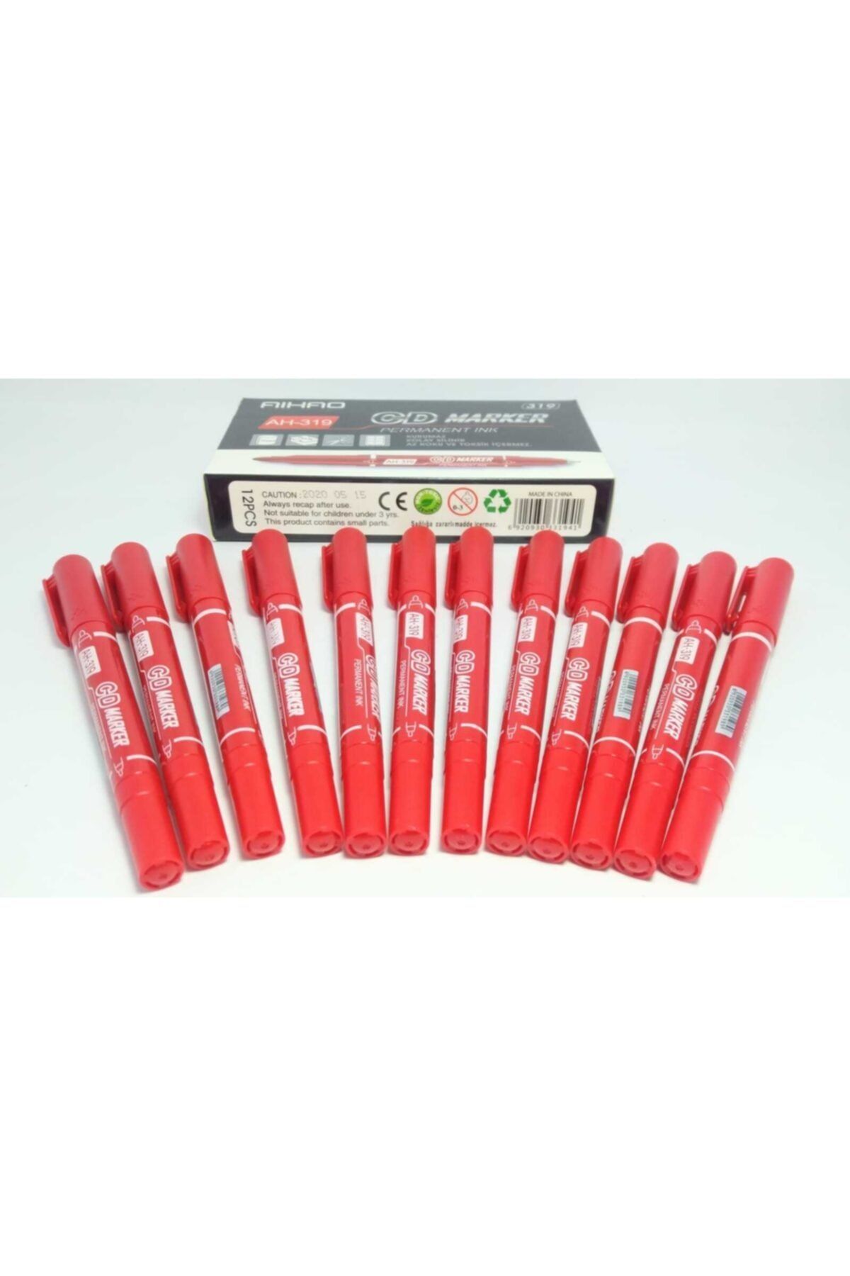 Aihao Kırmızı Çift Taraflı Cd Kalemi 12 Li Ah-319