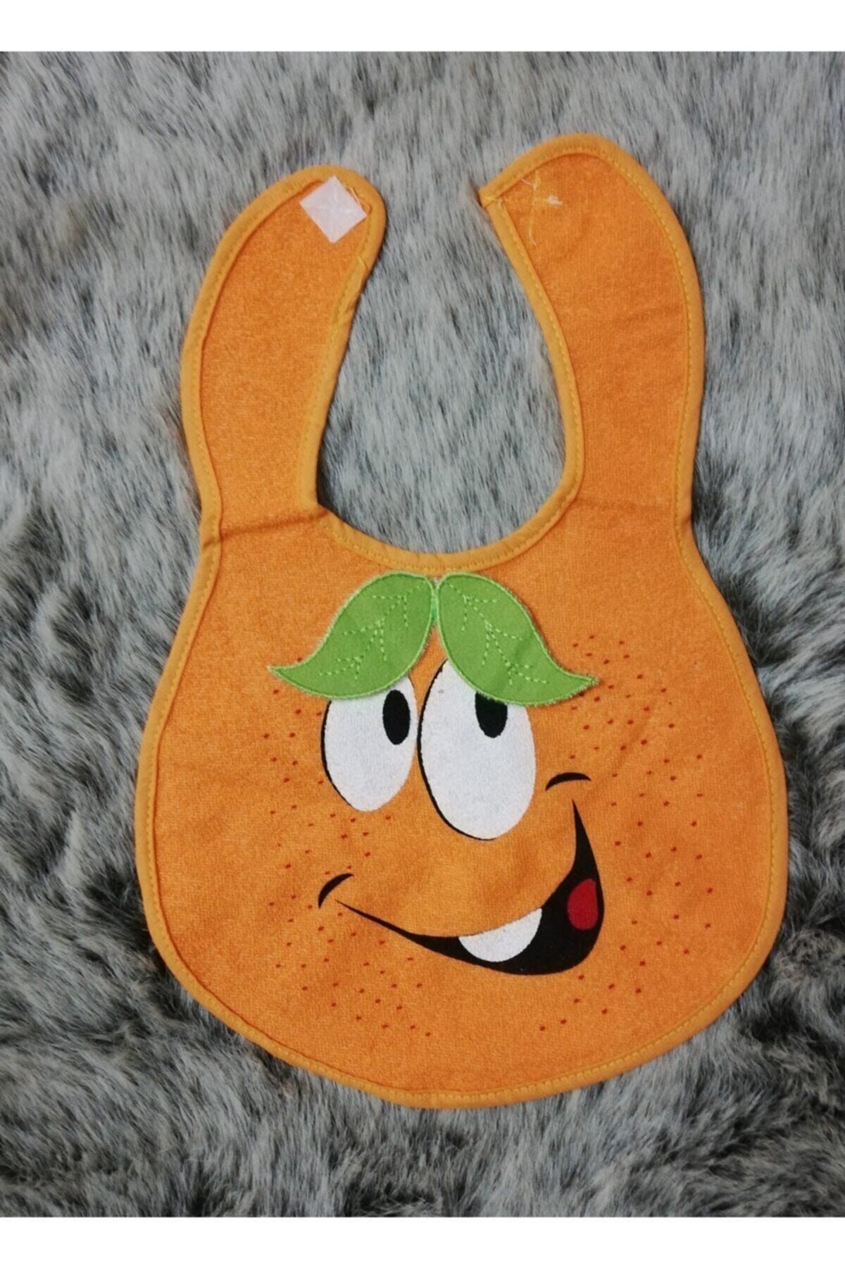 Twinkle Star Portakal Figürlü Su Geçirmez Bebek Mama Önlüğü