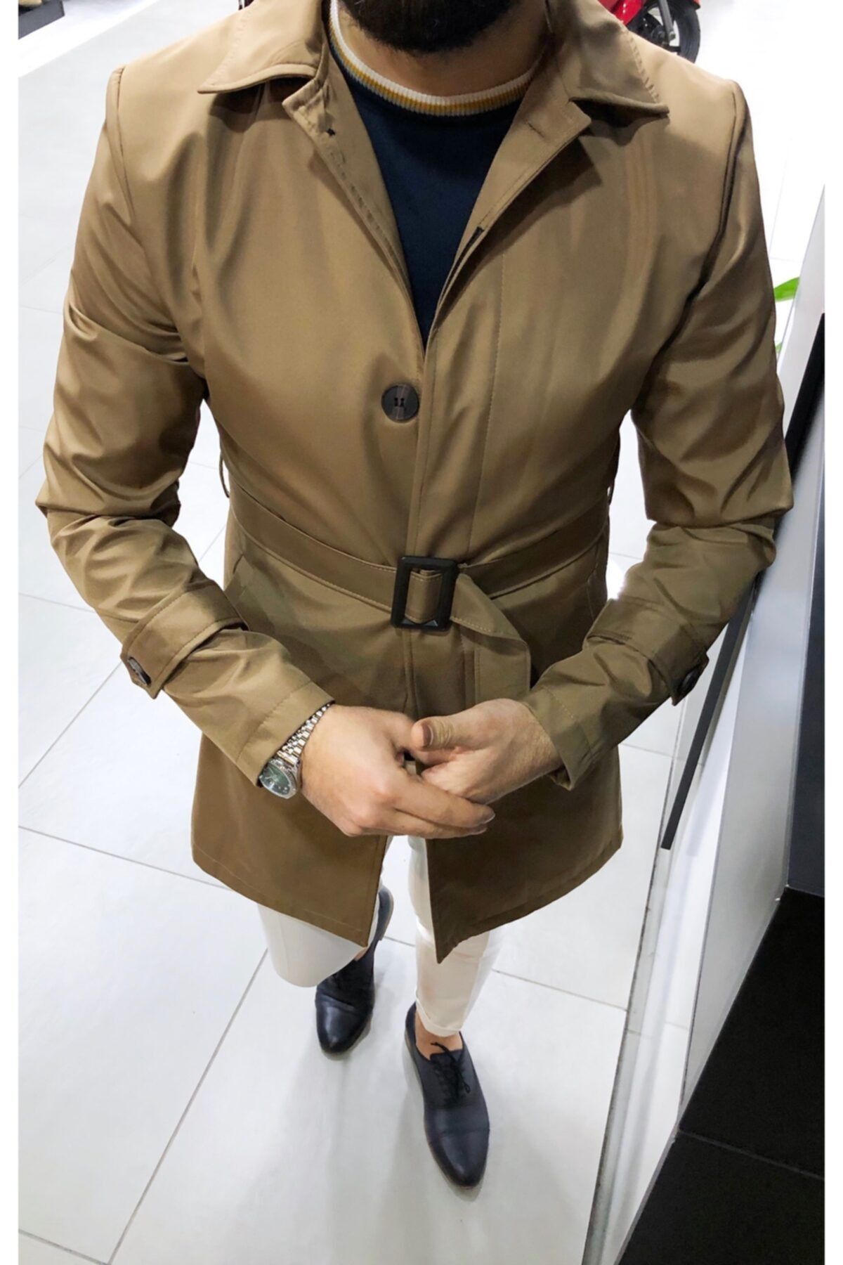 mustafakemalkurtfashion Slim Fit Mevsimlik Trençkot