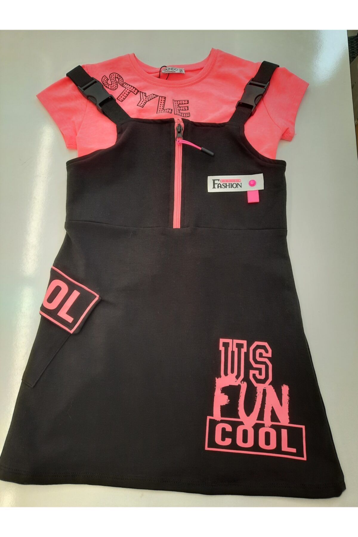 BİRİCİK KİDS ÇOCUK MARKET Kız Çocuk Pembe Cool Salopet Takım