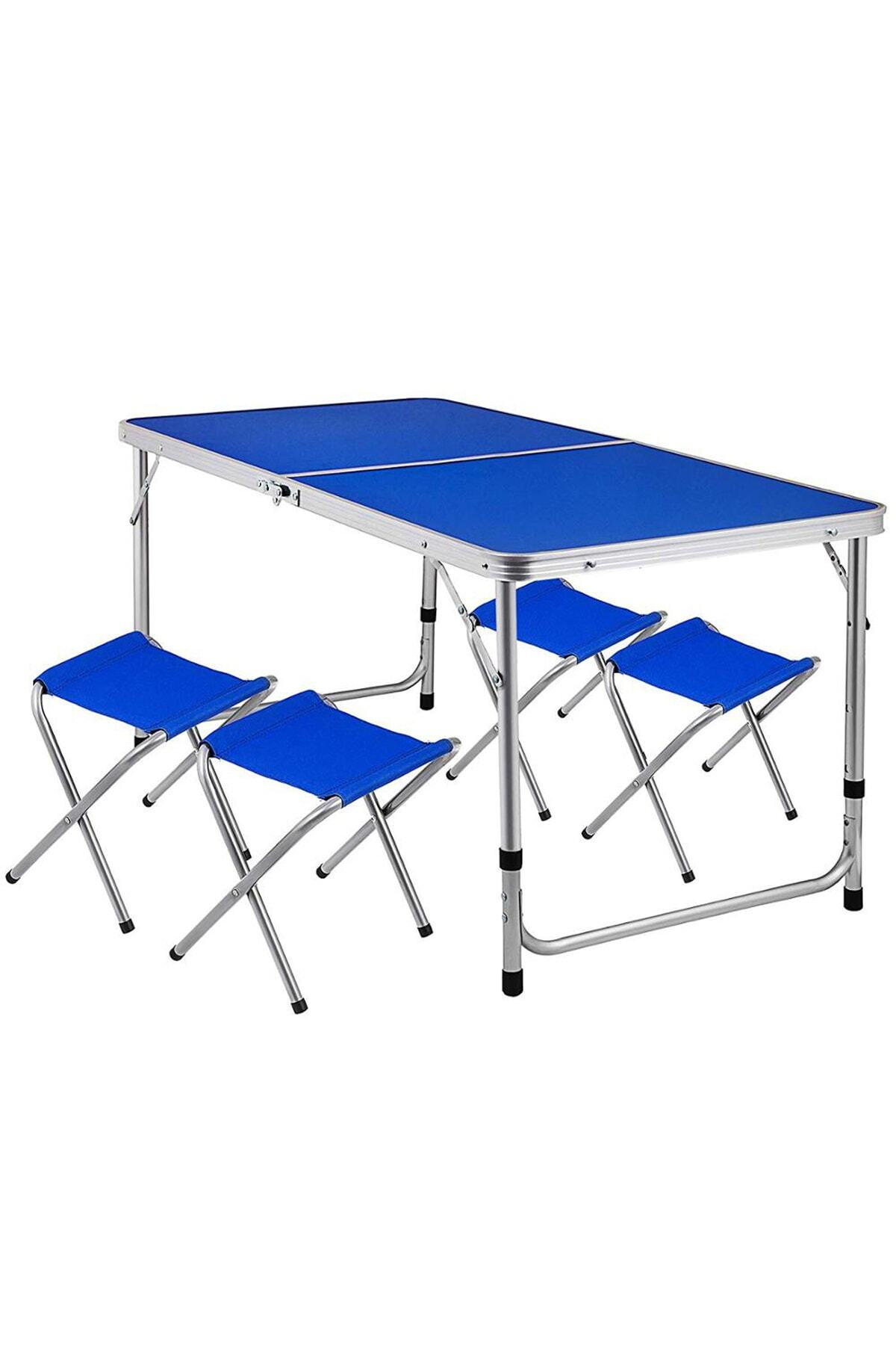 Binbirreyon Katlanır Kamp Masası 4 Tabure Set Büyük Boy 4-6 Kişilik Ha129