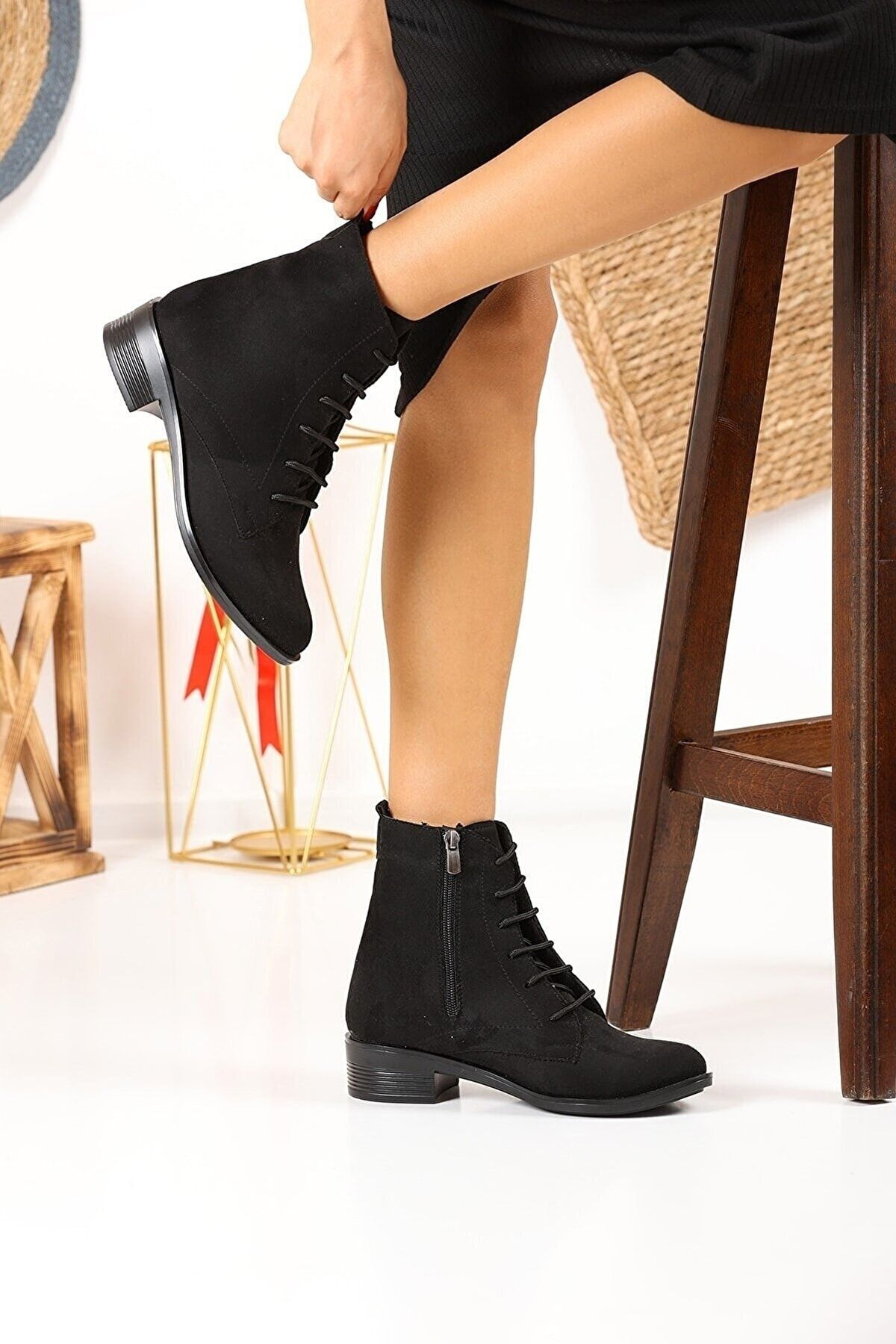 Short black suede ankle boots sales