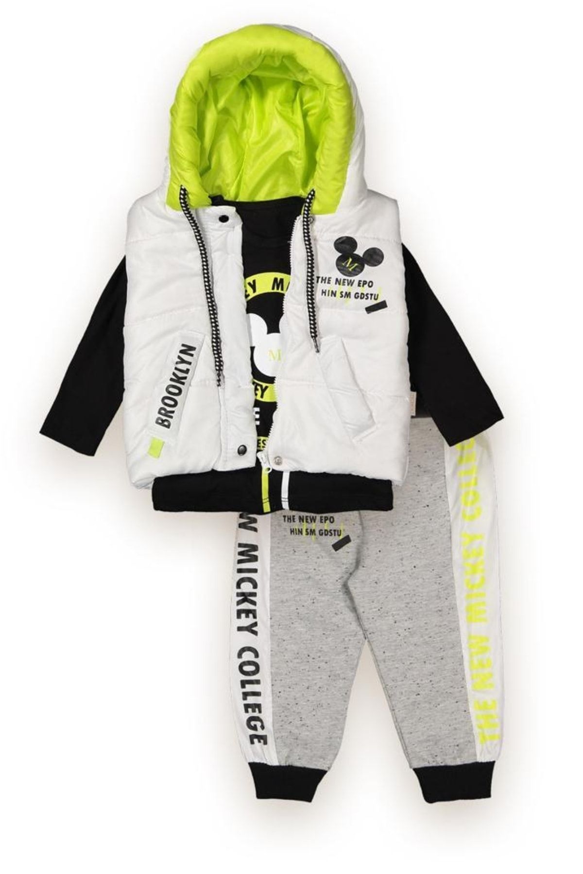 Esterella Hooded Mickey Mouse Printed Zippered Puffer Vest 3