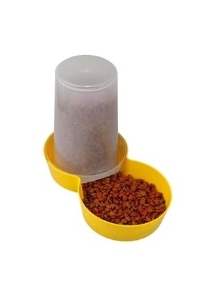 Hazneli Plastik Kedi-köpek Mama Ve Su Kabı 1,5 Lt Yuvarlak Sarı Image 0